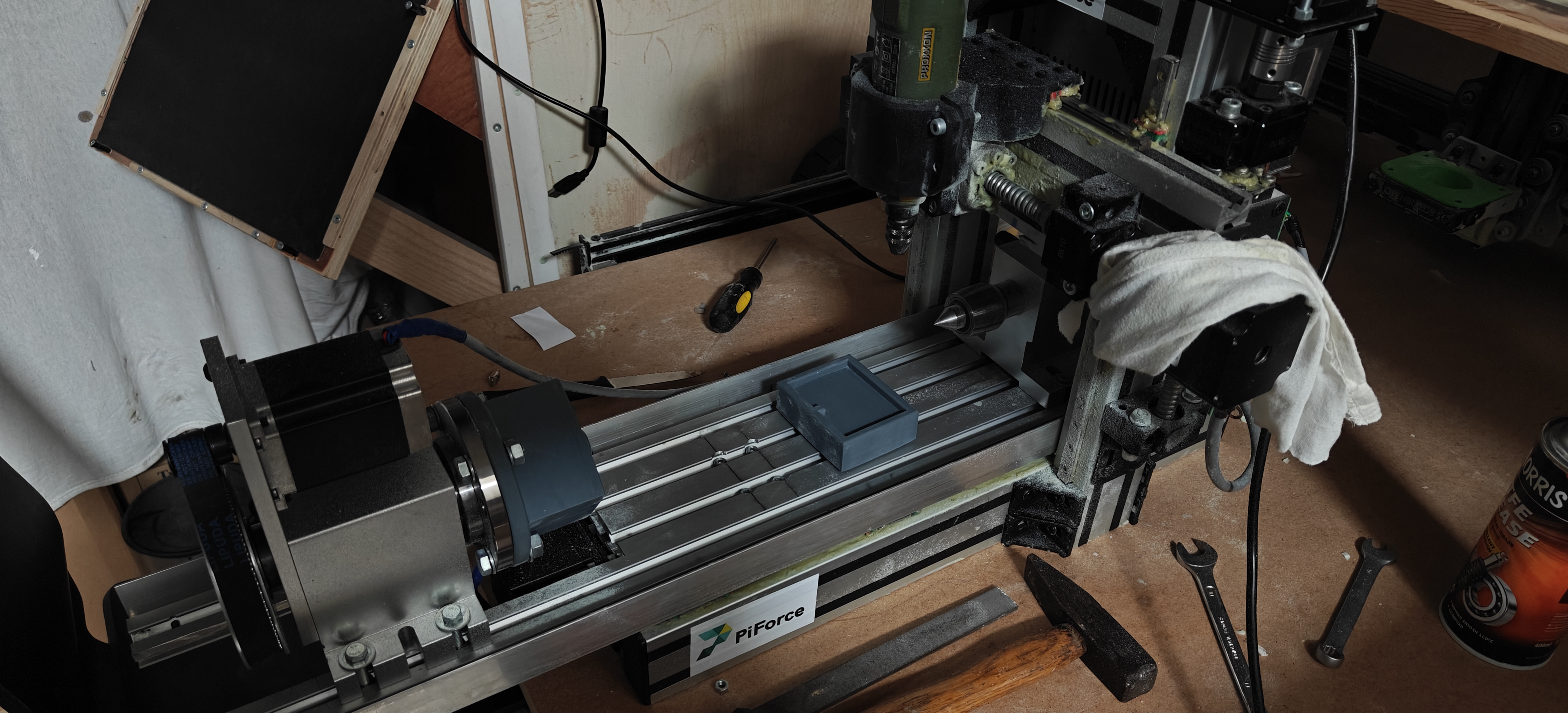 Custom-built PiForce 4-axis CNC machine