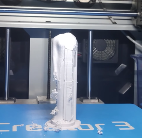 3D printed archaeological column on print bed