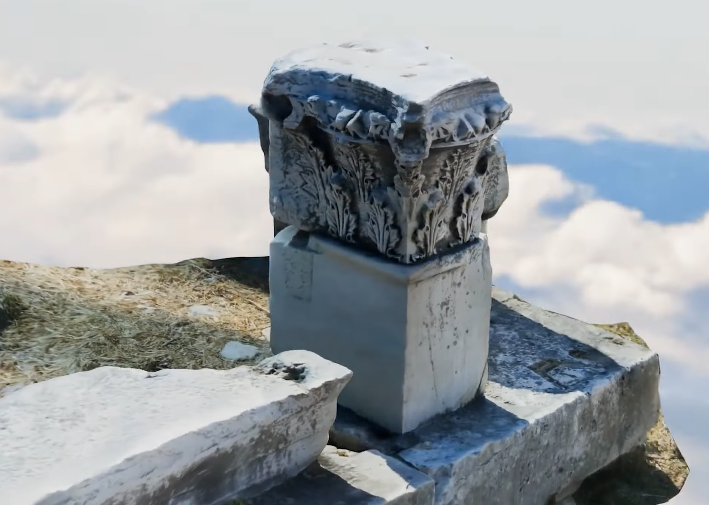 Original archaeological column capital on Samos